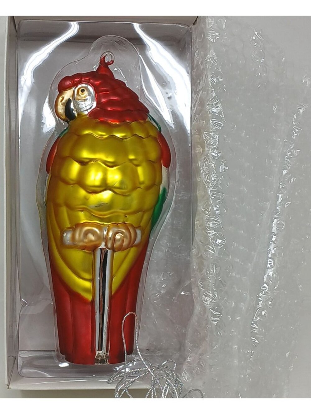 Handblown Glass Parrot Ornament Dept 56 W/Box 8.5" Tropical Bird Handpainted WST